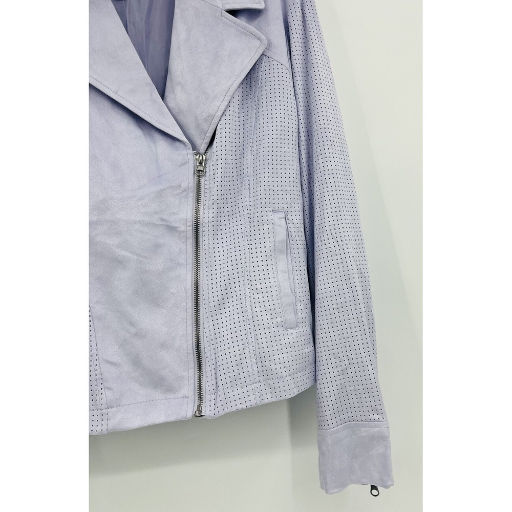 Kate and Mallory Moto Jacket Asymmetric Zip Lavender Microfiber Sueded Size XL - Picture 3 of 10